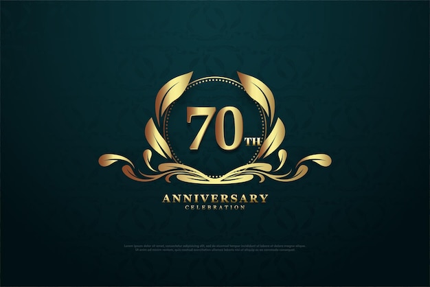 Vector gold leaf frame for 70th anniversary.