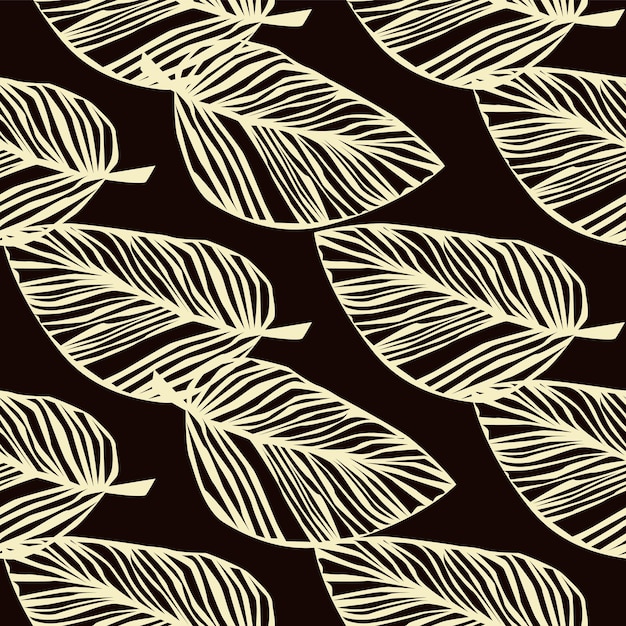 黒の背景に金箔のシームレスなパターン。熱帯のパターン、ヤシの葉のシームレスな花の背景。ベクトルイラスト