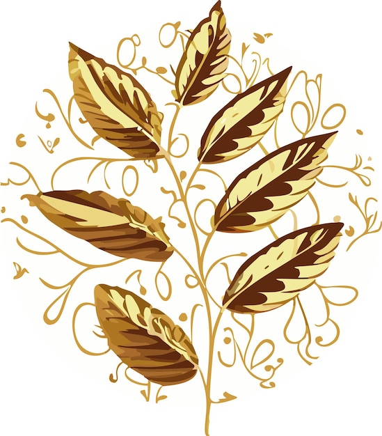 Вектор Золотые листья на белом фоне