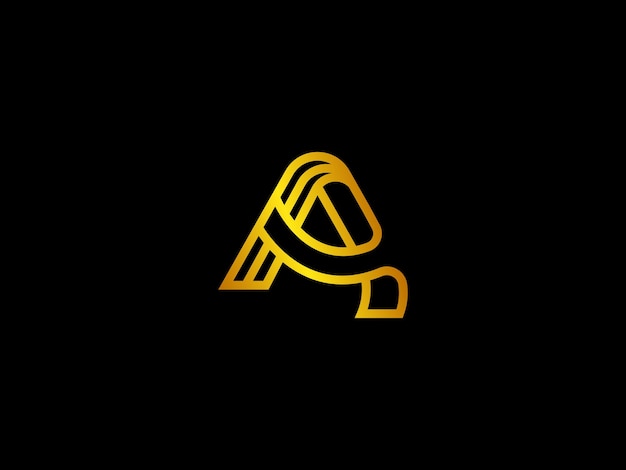 Gold letter a on a black background