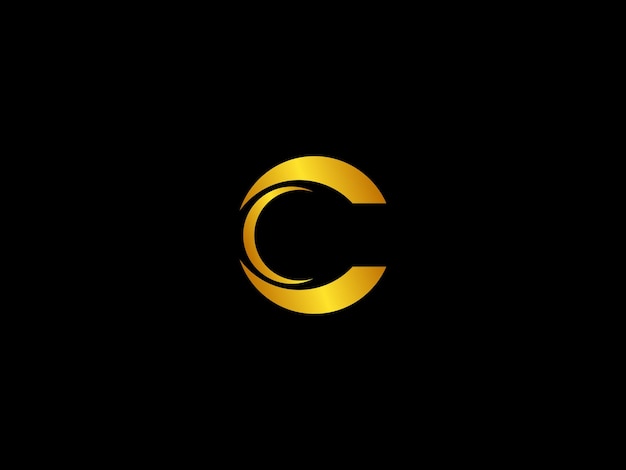 Vector gold letter c on a black background