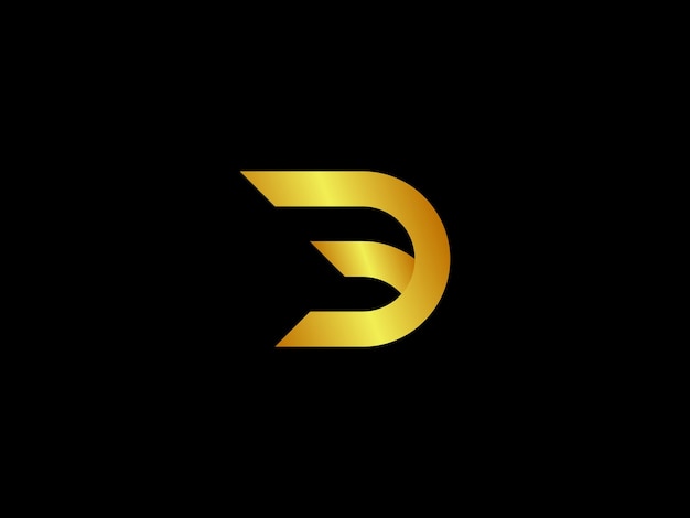 Gold letter d on a black background