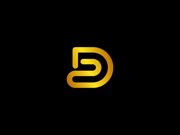 Gold letter d with a black background