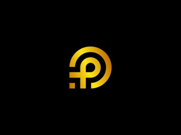 Gold letter dp with a black background