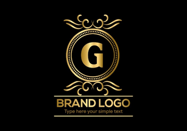 A gold letter g logo with a golden circle