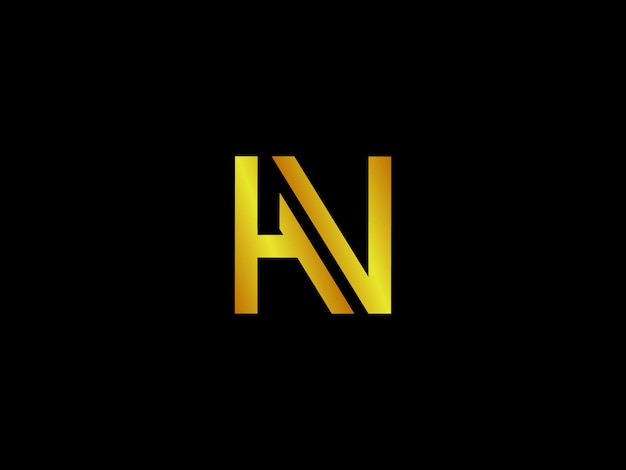 Gold letter h with a black background