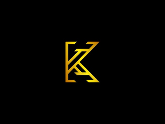 Gold letter k on a black background