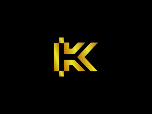 Логотип с золотой буквой k на черном фоне