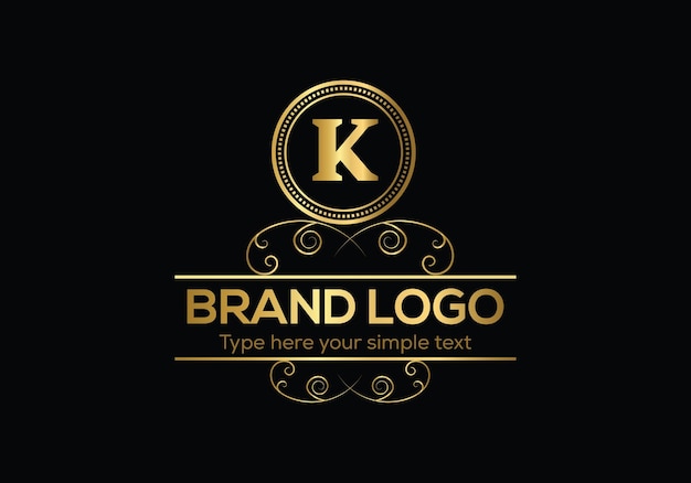 a gold letter k logo with a circle in the middle