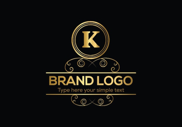 A gold letter k logo with a circle in the middle