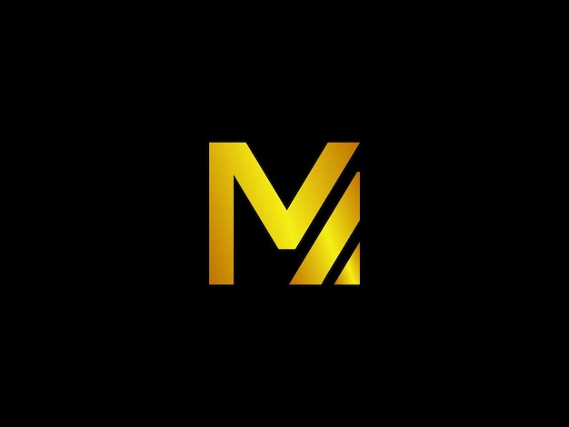 Vector gold letter m on a black background