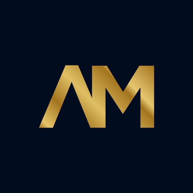 Gold Letter A M Initial Logo Template