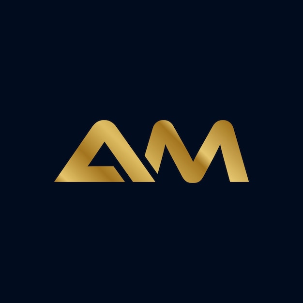 Gold Letter A M Initial Logo Template