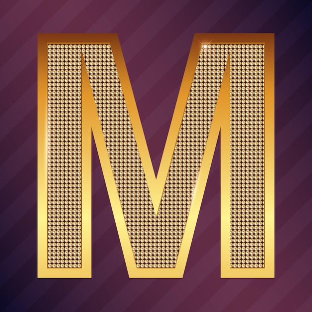 Vector gold letter m vector font type for logo or icon