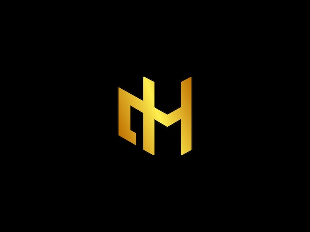 Gold letter m with a black background