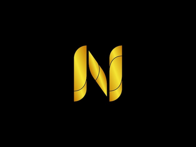 Vector gold letter n on a black background