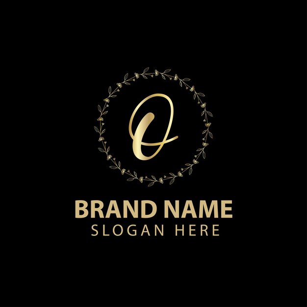 Vector gold letter o logo premium