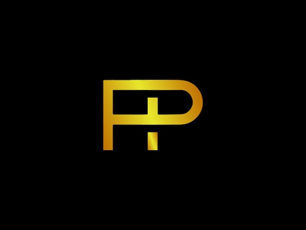 Gold letter p on a black background