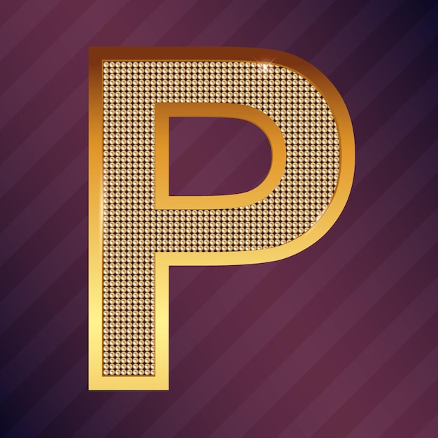 Vector gold letter p vector font type for logo or icon