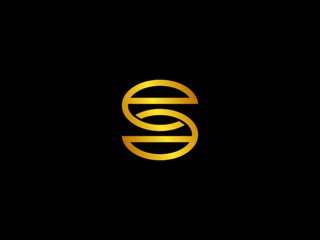 Gold letter s on a black background