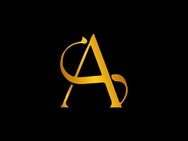 A gold letter sa on a black background