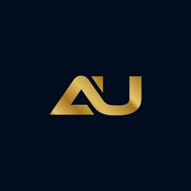 Gold Letter A U Initial Logo Template