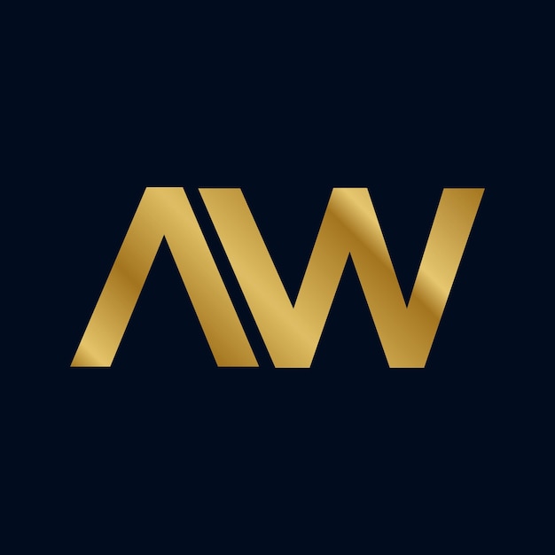 Gold Letter A W Initial Logo Template