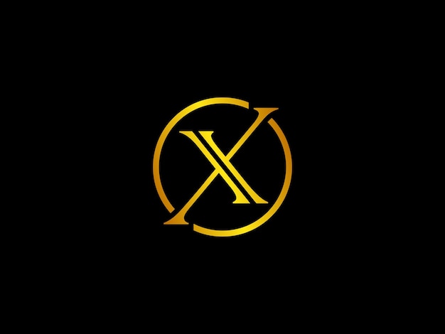 Gold letter x with a yellow circle on a black background