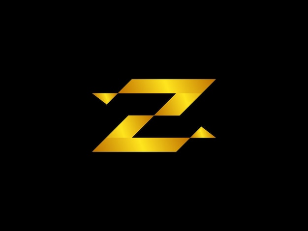 Gold letter z logo with a black background