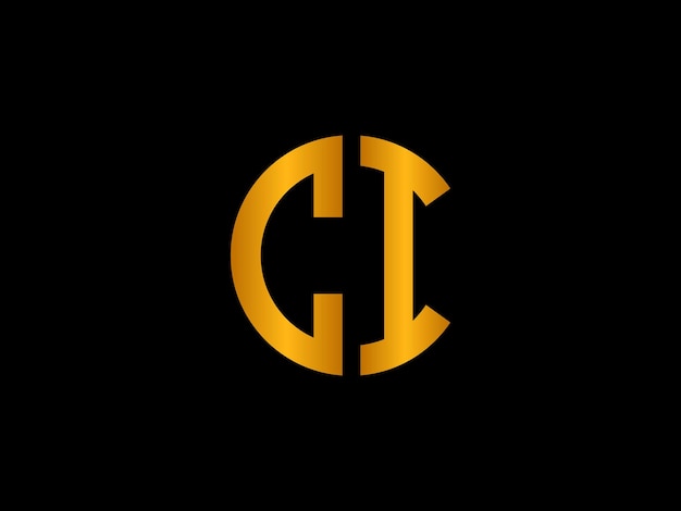 Gold letters c and i with a black background