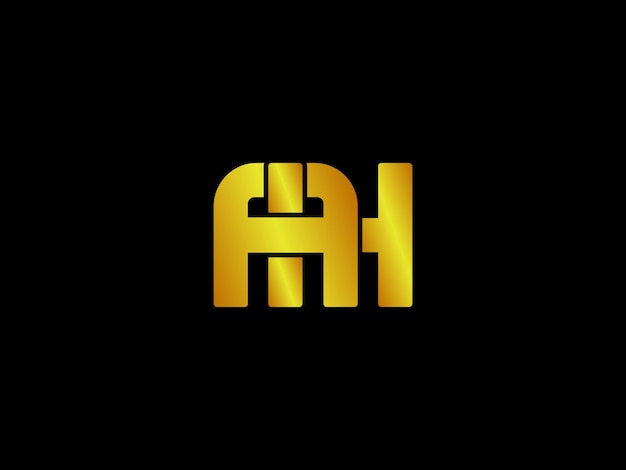 Gold letters a and h on a black background
