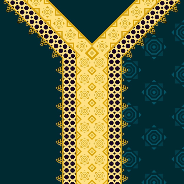 Gold line collar pattern neck design for necklace background, clothing, and wrapping.