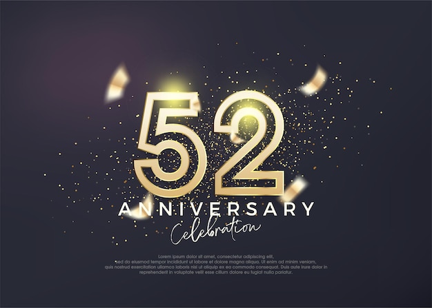 Gold line design for 52nd anniversary celebration Premium vector