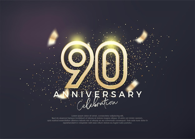 Gold line design for 90th anniversary celebration Premium vector for poster banner celebration greeting