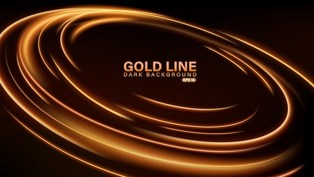 Gold line of light on dark background 