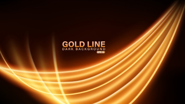 Gold line of light on dark background 