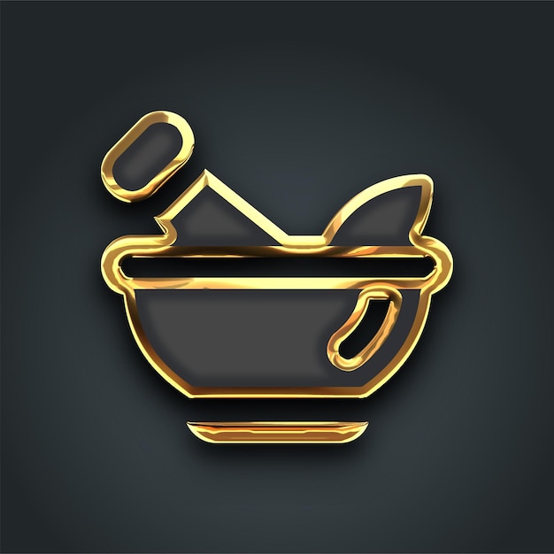 gold line vector ayurvedic icon on dark background