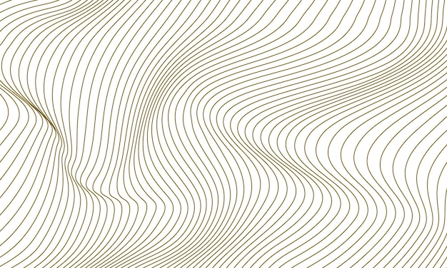 白い背景の抽象的な背景ベクトル デザインのゴールド ライン波