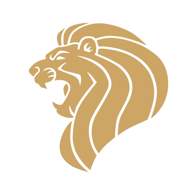 Gold lion head logo design vector icon template