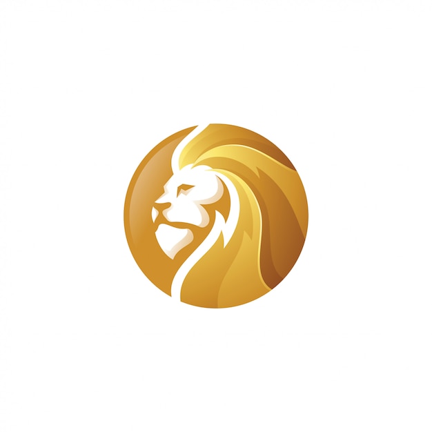 Vector gold lion leo head logo icon