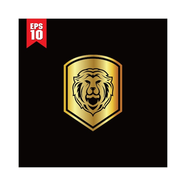 gold lion shield logo template