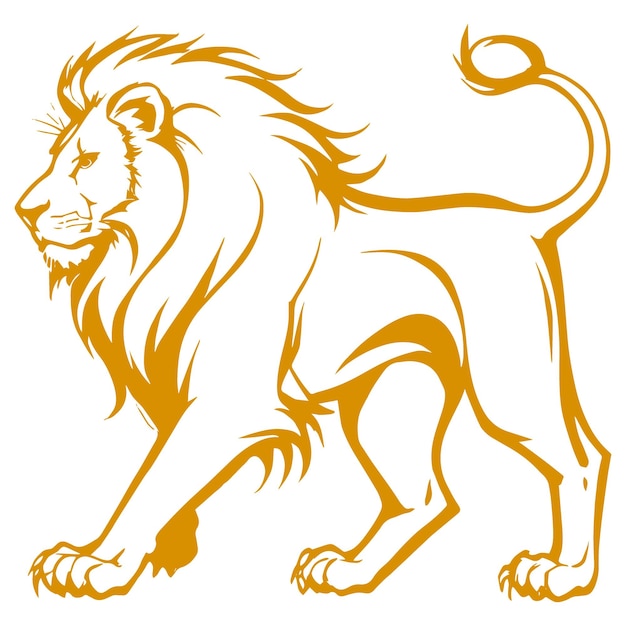 Vector gold lion silhouette