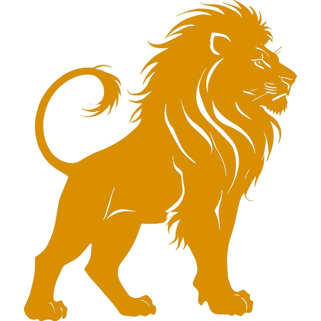 Vector gold lion silhouette