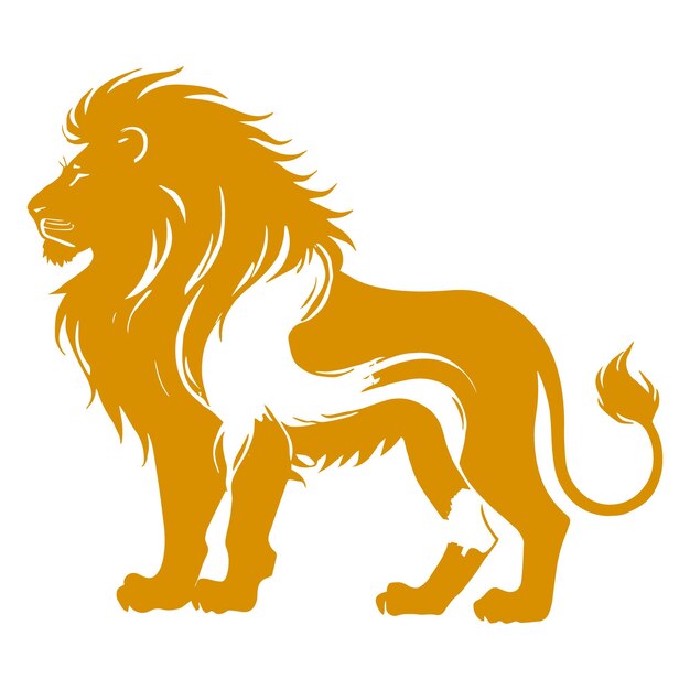 Vector gold lion silhouette