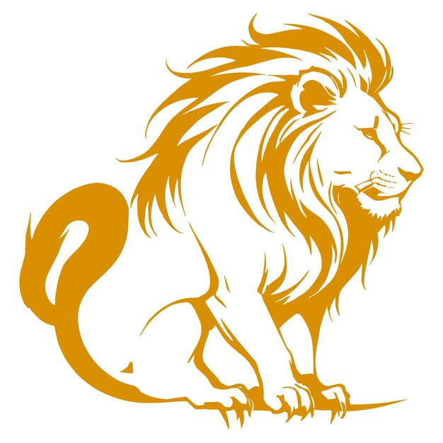 Vector gold lion silhouette