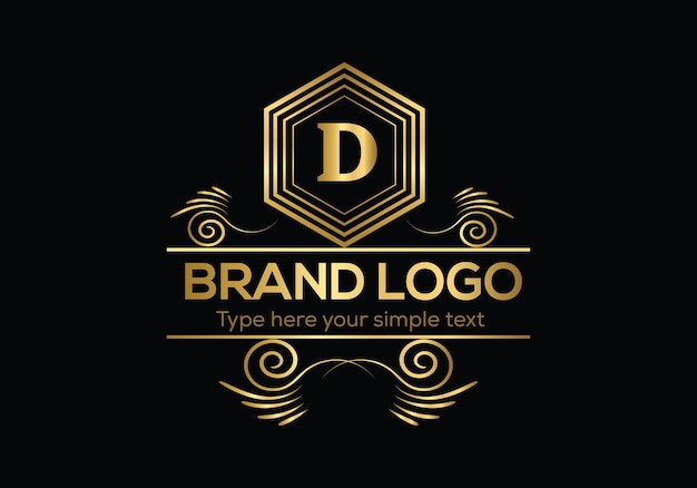 A gold logo that says brand logo