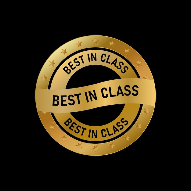 a gold logo with the best in class