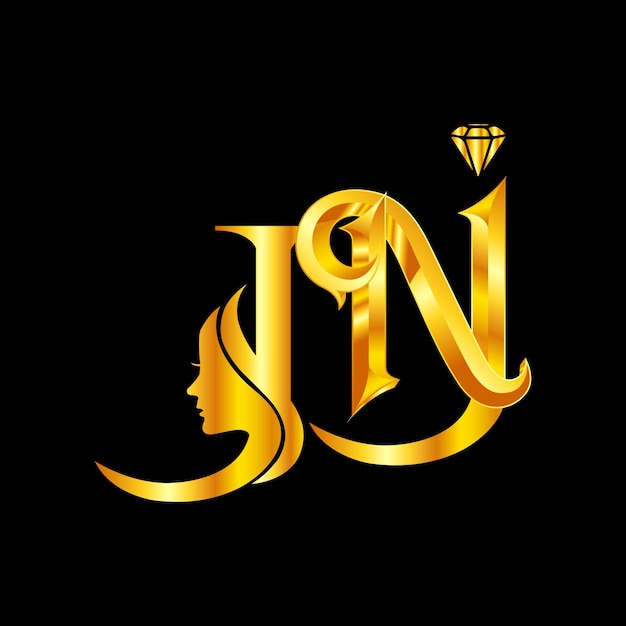 Vettore logo in oro con un diamante e le parole jnn.