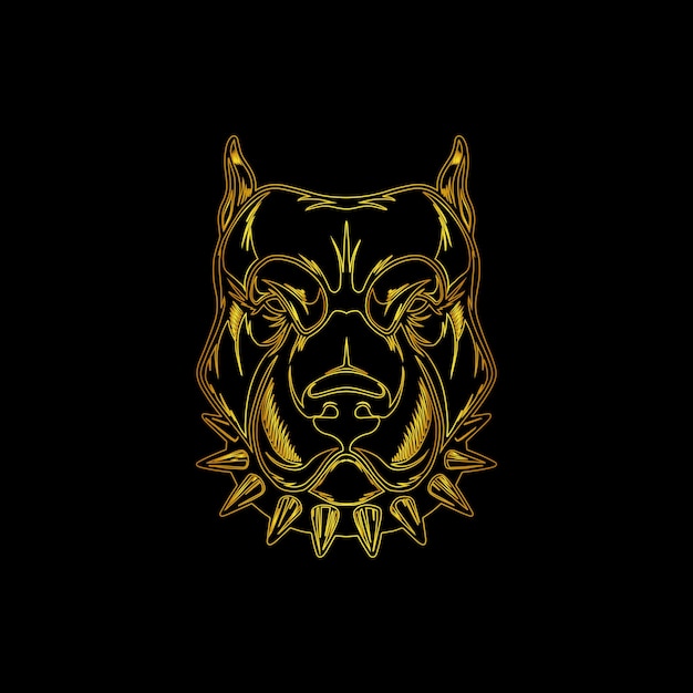 Vector a gold logo with a dog's face on a black background