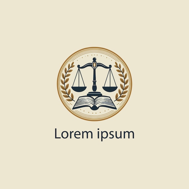 a gold logo with two scales on it